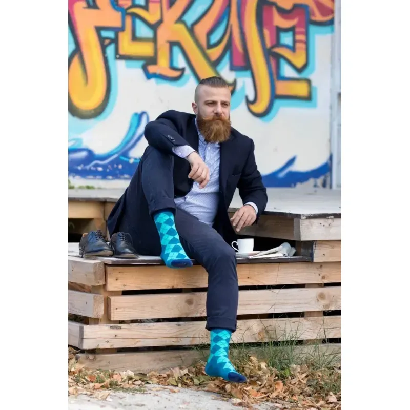 Fashion, accesorii si bijuterii - Femei - Lenjerie si pijamale femei - Sosete si ciorapi femei - Sosete bambus COMFORT FEET Argyle Petrol Turquise, 35-38 EU - Infinity.ro