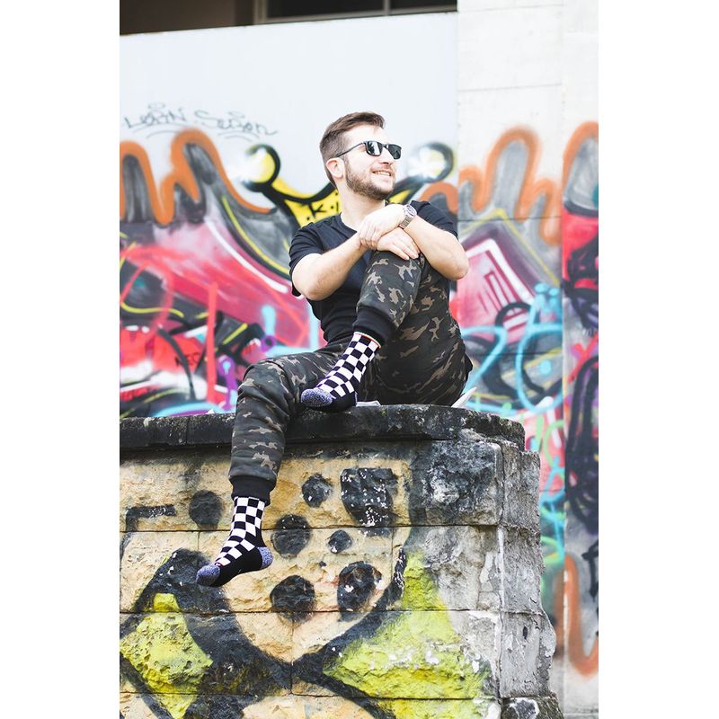 Fashion, accesorii si bijuterii - Femei - Lenjerie si pijamale femei - Sosete si ciorapi femei - Sosete bumbac Active Lifestyle SQUARES White Black, 35-38 EU - Infinity.ro