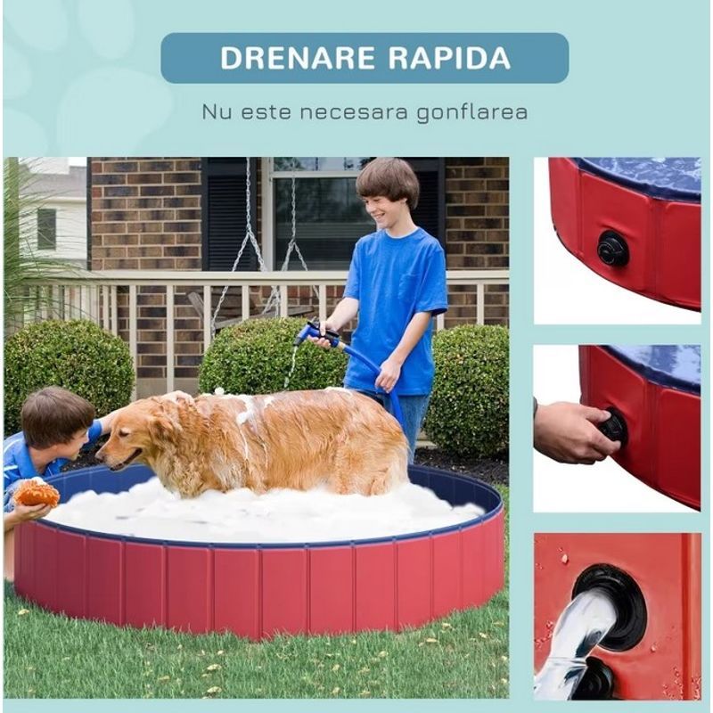 Petshop - Accesorii petshop - Jucarii animale - Ansambluri de joaca - Piscina pliabila, PROpets, pentru caini, pisici, copii, din PVC, 120x30cm - Infinity.ro