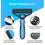 Petshop - Ingrijire si Igiena - Produse uz extern - Perii si manusi - Tesala si Perie trimmer 2 in 1 Animale, PROpets, Anti-naparlire, Descalcire blana, pentru tuns par scurt si lung, L - Infinity.ro