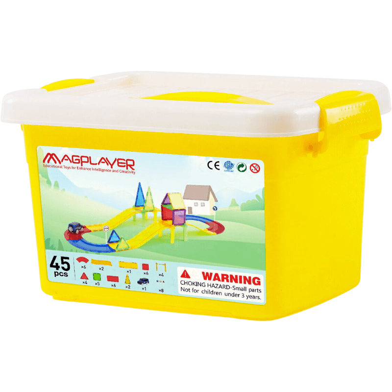 Jucarii, Copii si Bebe - Jucarii si jocuri - Seturi de constructie si cuburi - Seturi de constructie - Set de constructie magnetic 3D - Circuit masinute (45 piese) - Infinity.ro