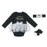 Fashion, accesorii si bijuterii - Copii - Imbracaminte copii - Treninguri si compleuri copii - Set cadou pentru fetite 3 piese My First New Year - marimea 6-9 luni - Infinity.ro
