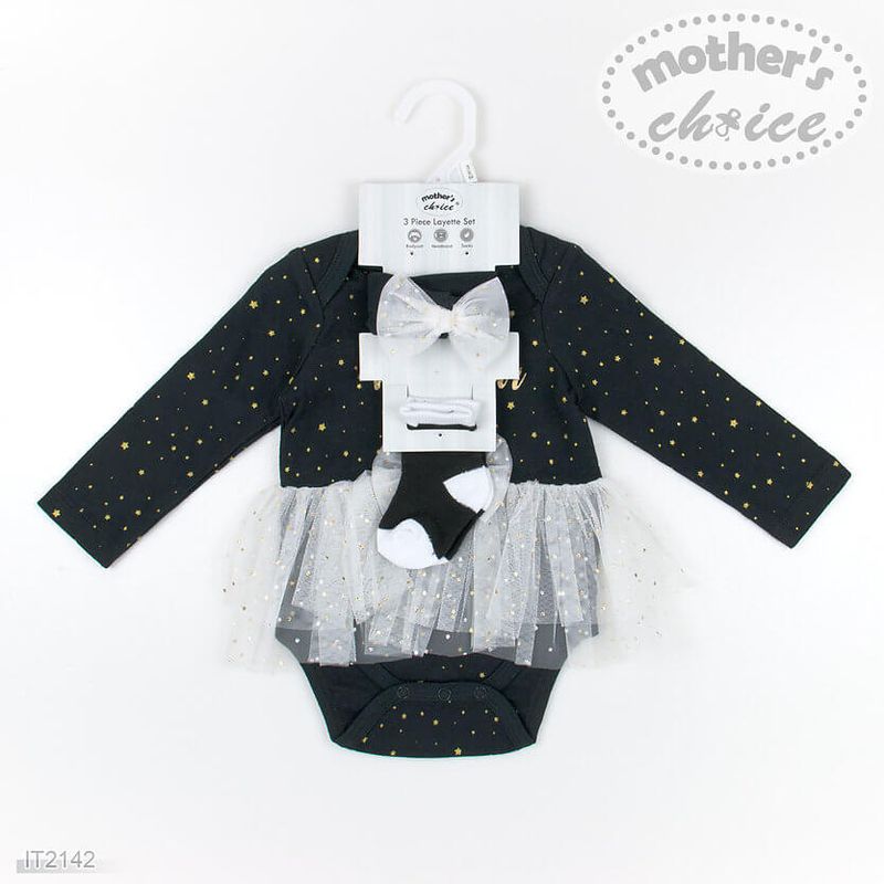 Fashion, accesorii si bijuterii - Copii - Imbracaminte copii - Treninguri si compleuri copii - Set cadou pentru fetite 3 piese My First New Year - marimea 6-9 luni - Infinity.ro