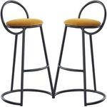 Casa si Gradina - Mobilier - Scaune si fotolii - Scaune - Set 2 scaune bar, Quasar & Co.®, tapitat, 50 x 40 x 93 cm, metal/catifea/burete, galben mustar - Infinity.ro