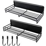Casa si Gradina - Mobilier - Biblioteci si rafturi - Rafturi - Set 2 rafturi magnetice, Quasar & Co.®, 5 carlige, pretabil condimente, 28,5x8x7 cm/29x9x7,5 cm, metal, negru - Infinity.ro