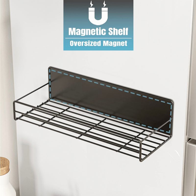 Casa si Gradina - Mobilier - Biblioteci si rafturi - Rafturi - Set 2 rafturi magnetice, Quasar & Co.®, pretabil condimente, 28,5x8,7x8 cm/29,7x10,5x8 cm, metal, negru - Infinity.ro
