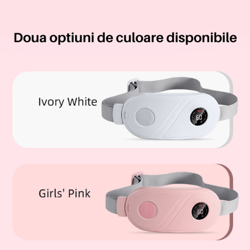 Ingrijire personala si Cosmetice - Sanatate si wellness - Articole wellness - Aparate si dispozitive de masaj - Centura abdominala pentru incalzire, masaj, anti dureri menstruale si lombare, Portabil, Acumulator 1800 mAh, Roz - Infinity.ro