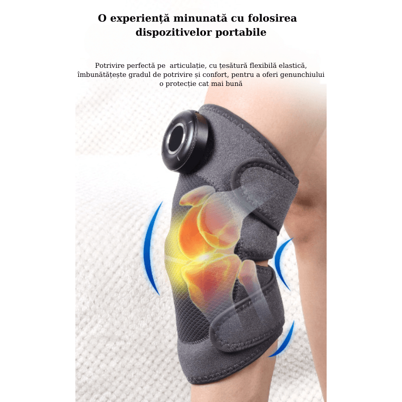 Ingrijire personala si Cosmetice - Sanatate si wellness - Articole wellness - Aparate si dispozitive de masaj - Aparat de masaj inteligent cu compresa fierbinte pentru genunchi, umeri si cot, Port de incarcare Type-C, Portabil, Gri - Infinity.ro