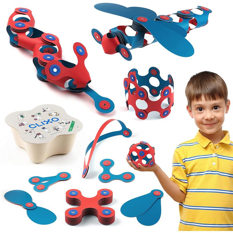 Jucarii, Copii si Bebe - Jucarii si jocuri - Seturi de constructie si cuburi - Seturi de constructie - Set Clixo de construit cu magnet, Itsy pack Flamingo-Turquoise 18 - Infinity.ro