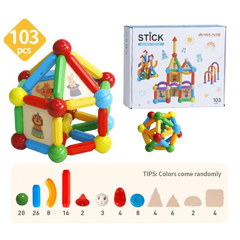 Jucarii, Copii si Bebe - Jucarii si jocuri - Seturi de constructie si cuburi - Seturi de constructie - Set de constructie magnetic - STICK (103 piese) - Infinity.ro