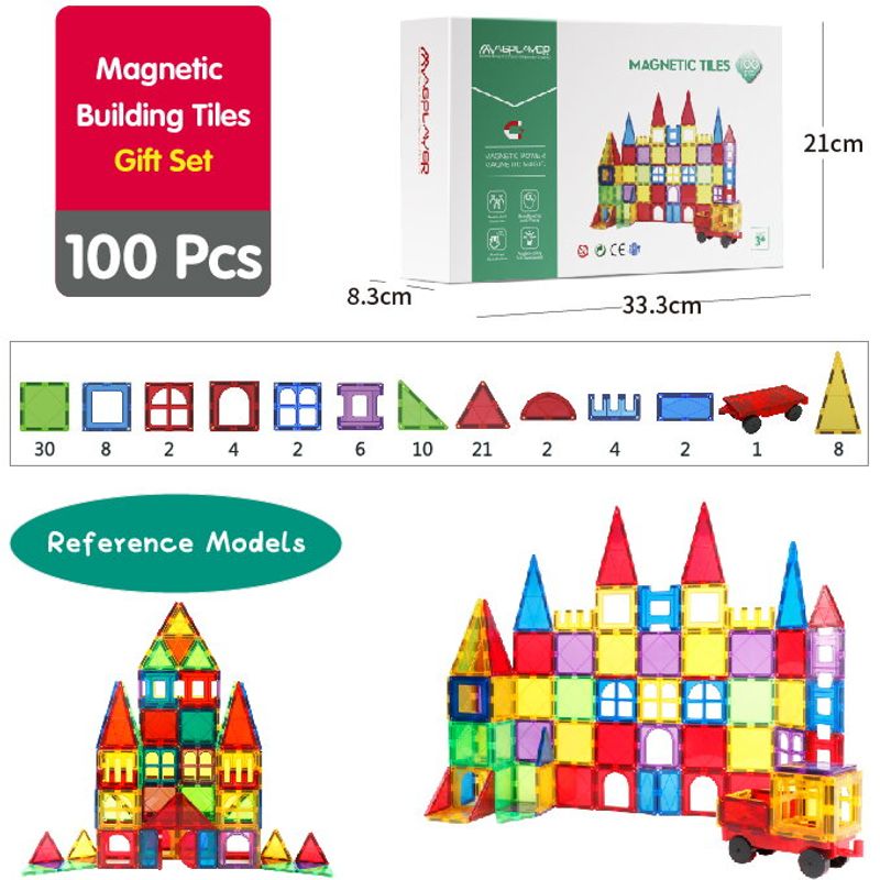 Jucarii, Copii si Bebe - Jucarii si jocuri - Seturi de constructie si cuburi - Seturi de constructie - Set de constructie magnetic 3D - 100 piese - Infinity.ro