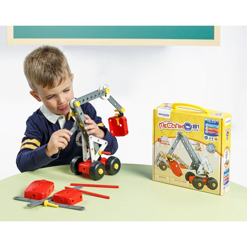Jucarii, Copii si Bebe - Jucarii si jocuri - Seturi de constructie si cuburi - Seturi de constructie - Joc de constructii Activity Mecaniko 81 Miniland - Infinity.ro