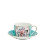 Casa si Gradina - Bucatarie si vesela - Cani si pahare - Cani si cesti - Ceasca cu farfurie ceai, portelan Wedgwood, Wonderlust Camellia,150ml - Infinity.ro