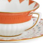 Casa si Gradina - Bucatarie si vesela - Cani si pahare - Cani si cesti - Ceasca si farfurie ceai, din portelan, colectia Wonderlust Peony Diamond, 150ml - Infinity.ro