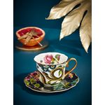 Casa si Gradina - Bucatarie si vesela - Cani si pahare - Cani si cesti - Ceasca cu farfurie ceai, din portelan, model negru/sarpe, colectia Creatures - Infinity.ro