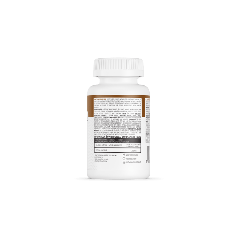Ingrijire personala si Cosmetice - Sanatate si wellness - Suplimente alimentare - Vitamine si minerale - OstroVit Caffeine 200 mg 200 Tablete, inlocuitor cafea - Infinity.ro