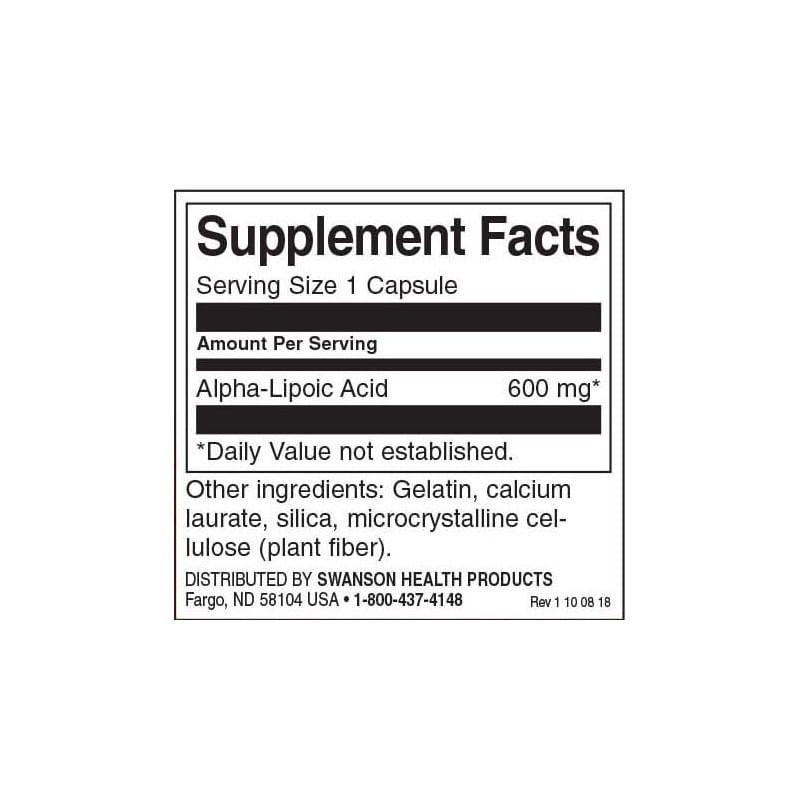 Ingrijire personala si Cosmetice - Sanatate si wellness - Suplimente alimentare - Vitamine si minerale - Swanson Alpha Lipoic Acid 600 mg 60 Capsule, Acid Alfa Lipoic - Infinity.ro