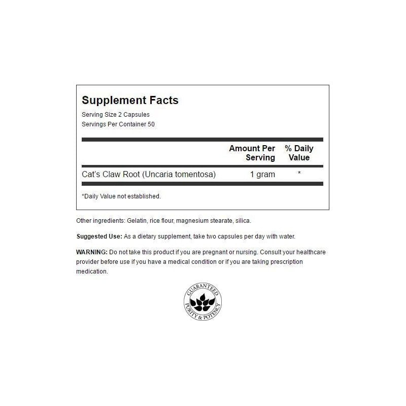 Ingrijire personala si Cosmetice - Sanatate si wellness - Suplimente alimentare - Vitamine si minerale - Swanson Cat's Claw (Gheara matei) 500 mg - 100 Capsule - Infinity.ro