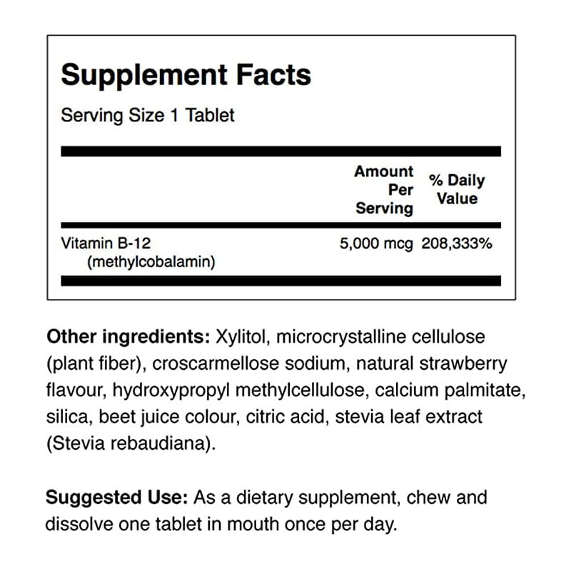 Ingrijire personala si Cosmetice - Sanatate si wellness - Suplimente alimentare - Vitamine si minerale - Swanson Vitamin B12 Methylcobalamin, 5000mcg - 60 tablete - Infinity.ro