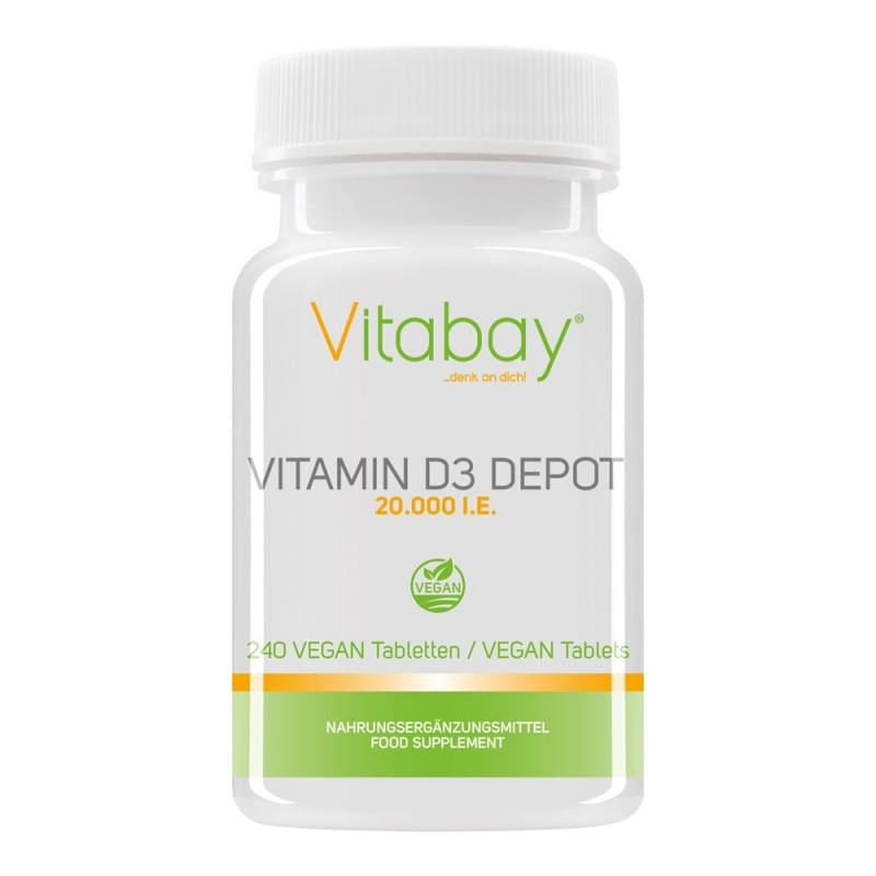 Ingrijire personala si Cosmetice - Sanatate si wellness - Suplimente alimentare - Vitamine si minerale - Vitabay Vitamina D3 - 20.000 UI - 240 Tablete vegane - Infinity.ro