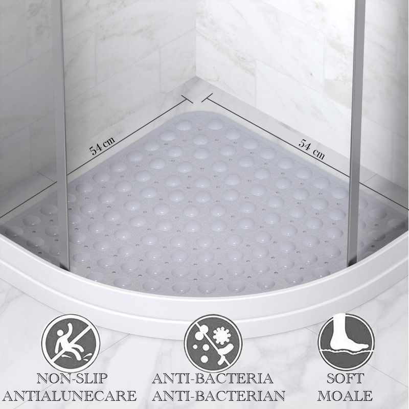 Casa si Gradina - Textile si covoare - Covoare - Covorase baie - Covor de dus,  Quasar & Co.®, de colt, antiderapant, cu ventuze fixare, 54x54 cm, PVC, gri - Infinity.ro