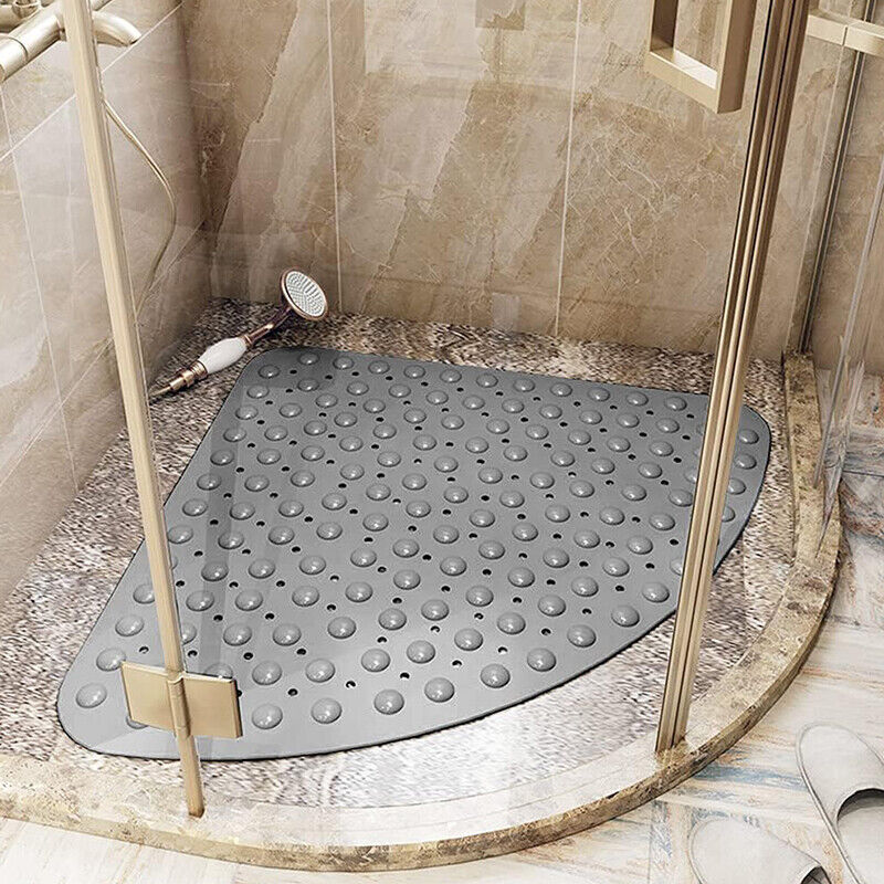 Casa si Gradina - Textile si covoare - Covoare - Covorase baie - Covor de dus,  Quasar & Co.®, de colt, antiderapant, cu ventuze fixare, 54x54 cm, PVC, gri - Infinity.ro