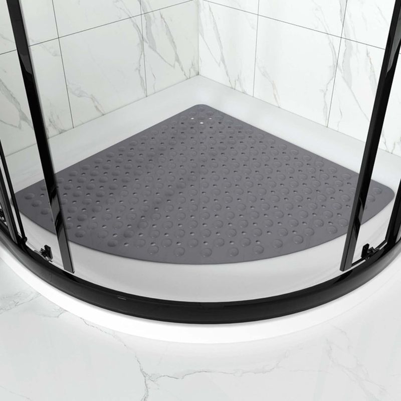 Casa si Gradina - Textile si covoare - Covoare - Covorase baie - Covor de dus,  Quasar & Co.®, de colt, antiderapant, cu ventuze fixare, 54x54 cm, PVC, gri - Infinity.ro