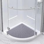Casa si Gradina - Textile si covoare - Covoare - Covorase baie - Covor de dus,  Quasar & Co.®, de colt, antiderapant, cu ventuze fixare, 54x54 cm, PVC, gri - Infinity.ro