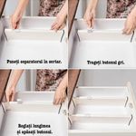 Casa si Gradina - Mobilier - Organizare si depozitare - Organizatoare pentru sertare si dulapuri - Set 4 organizatoare reglabile pentru sertar,Quasar & Co.®,antialunecare/blocare,extensibile, h 10cm,38-54cm,plastic,alb - Infinity.ro