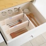 Casa si Gradina - Mobilier - Organizare si depozitare - Organizatoare pentru sertare si dulapuri - Set 4 organizatoare reglabile pentru sertar,Quasar & Co.®,antialunecare/blocare,extensibile, h 10cm,38-54cm,plastic,alb - Infinity.ro