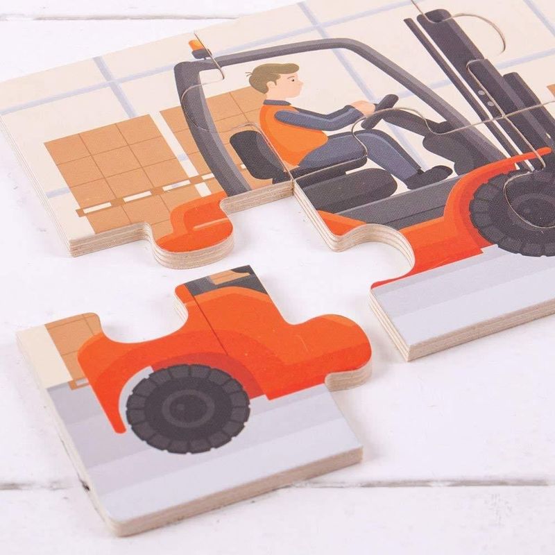Jucarii, Copii si Bebe - Jucarii si jocuri - Jocuri si puzzle - Puzzle - Set 3 puzzle din lemn - Vehicule pentru santier - Infinity.ro