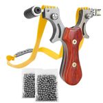 Sport si Outdoor - Camping - Cutite, bricege si accesorii - Cutite si bricege - Prastie cu laser IdeallStore®, Sling Queen, metalic, 11.5 cm, cu boloboc, maner lemn, maro, 200 bile 7 mm incluse - Infinity.ro