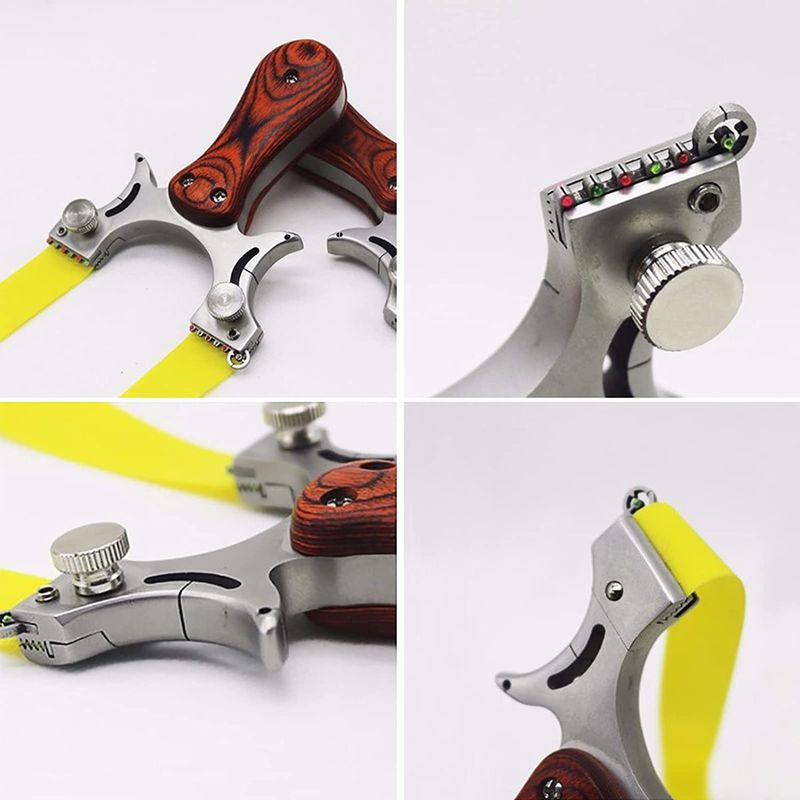 Sport si Outdoor - Camping - Cutite, bricege si accesorii - Cutite si bricege - Prastie cu laser IdeallStore®, Sling Queen, metalic, 11.5 cm, cu boloboc, maner lemn, maro, 200 bile 7 mm incluse - Infinity.ro