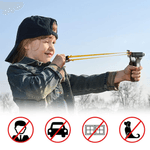 Sport si Outdoor - Camping - Cutite, bricege si accesorii - Cutite si bricege - Prastie cu laser IdeallStore®, Sling Queen, metalic, 11.5 cm, cu boloboc, maner lemn, maro, 200 bile 7 mm incluse - Infinity.ro