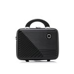 Sport si Outdoor - Articole de voiaj - Trolere - Set troler cabina cu geanta cosmetice, Quasar & Co.®, cifru TSA, 4 roti 360 grade, 55 x39x23cm/22x29x15 cm, ABS, negru - Infinity.ro