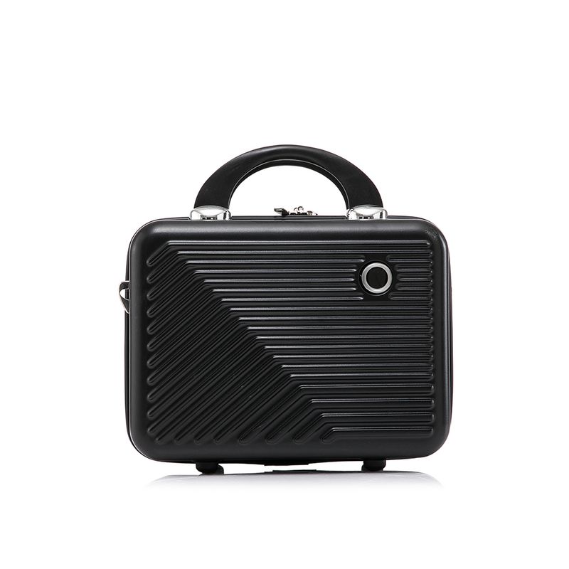 Sport si Outdoor - Articole de voiaj - Trolere - Set troler cabina cu geanta cosmetice, Quasar & Co.®, cifru TSA, 4 roti 360 grade, 55 x39x23cm/22x29x15 cm, ABS, negru - Infinity.ro