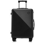 Sport si Outdoor - Articole de voiaj - Trolere - Set troler cabina cu geanta cosmetice, Quasar & Co.®, cifru TSA, 4 roti 360 grade, 55 x39x23cm/22x29x15 cm, ABS, negru - Infinity.ro