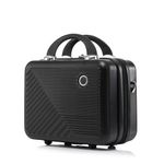 Sport si Outdoor - Articole de voiaj - Trolere - Set troler cabina cu geanta cosmetice, Quasar & Co.®, cifru TSA, 4 roti 360 grade, 55 x39x23cm/22x29x15 cm, ABS, negru - Infinity.ro