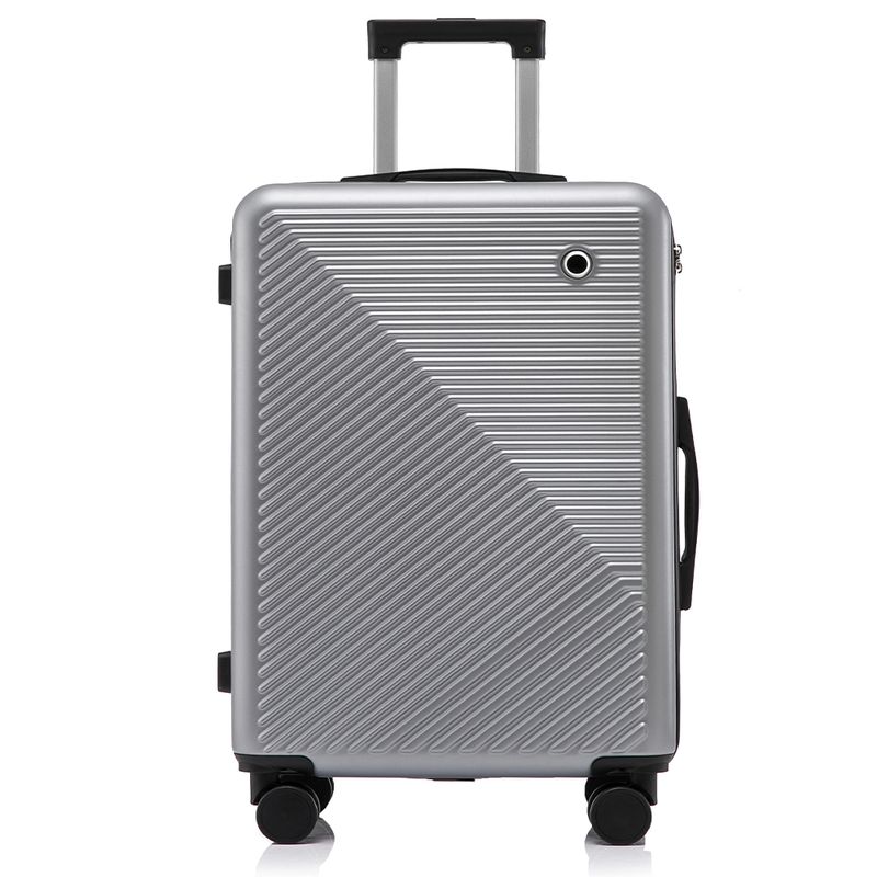 Sport si Outdoor - Articole de voiaj - Trolere - Set troler cabina cu geanta cosmetice, Quasar & Co.®, cifru TSA, 4 roti 360 grade, 55 x39x23cm/22x29x15 cm, ABS, gri - Infinity.ro