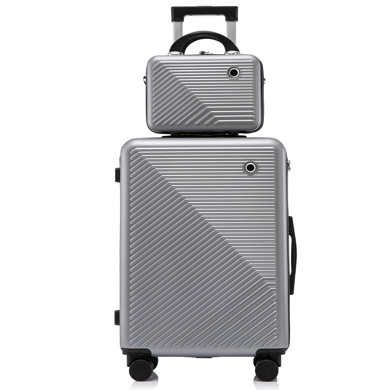 Sport si Outdoor - Articole de voiaj - Trolere - Set troler cabina cu geanta cosmetice, Quasar & Co.®, cifru TSA, 4 roti 360 grade, 55 x39x23cm/22x29x15 cm, ABS, gri - Infinity.ro
