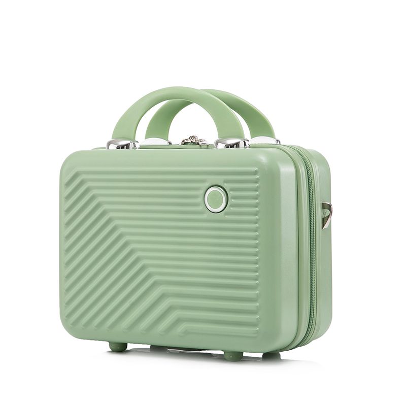 Sport si Outdoor - Articole de voiaj - Trolere - Set troler cu geanta cosmetice, Quasar & Co.®, compartiment laptop, cifru TSA, 4 roti, 48x42x25cm/22x29x15cm,ABS, fistic - Infinity.ro