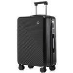 Sport si Outdoor - Articole de voiaj - Trolere - Set troler cabina cu geanta cosmetice, Quasar & Co.®, cifru TSA, 4 roti 360 grade, 55 x39x23cm/22x29x15 cm, ABS, negru - Infinity.ro