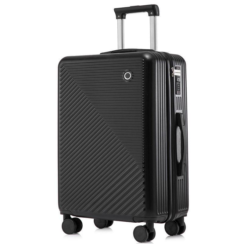 Sport si Outdoor - Articole de voiaj - Trolere - Set troler cabina cu geanta cosmetice, Quasar & Co.®, cifru TSA, 4 roti 360 grade, 55 x39x23cm/22x29x15 cm, ABS, negru - Infinity.ro
