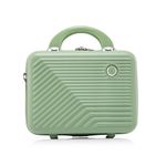 Sport si Outdoor - Articole de voiaj - Trolere - Set troler cu geanta cosmetice, Quasar & Co.®, compartiment laptop, cifru TSA, 4 roti, 48x42x25cm/22x29x15cm,ABS, fistic - Infinity.ro