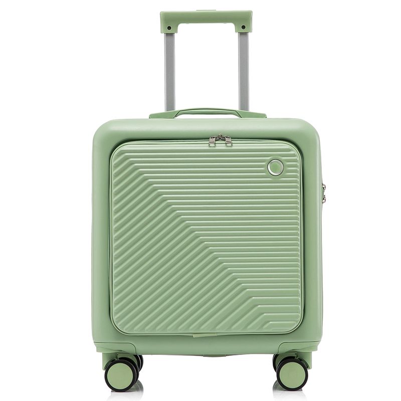 Sport si Outdoor - Articole de voiaj - Trolere - Set troler cu geanta cosmetice, Quasar & Co.®, compartiment laptop, cifru TSA, 4 roti, 48x42x25cm/22x29x15cm,ABS, fistic - Infinity.ro