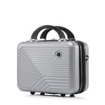 Sport si Outdoor - Articole de voiaj - Trolere - Set troler cabina cu geanta cosmetice, Quasar & Co.®, cifru TSA, 4 roti 360 grade, 55 x39x23cm/22x29x15 cm, ABS, gri - Infinity.ro