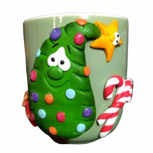 Cana de Craciun Fimo "Bradut" modelat manual cu lut polimeric