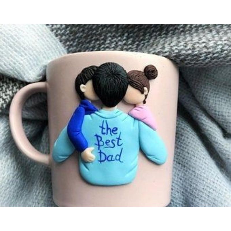 Casa si Gradina - Bucatarie si vesela - Cani si pahare - Cani si cesti - Cana personalizata cu lut polimeric Fimo "The best dad", handmade - Infinity.ro
