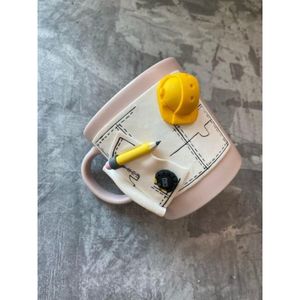 Cana personalizata cu lut polimeric Fimo, "Arhitect / Inginer", handmade