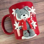 Casa si Gradina - Bucatarie si vesela - Cani si pahare - Cani si cesti - Cana de Craciun cu lut polimeric Fimo, "Ursulet de Craciun, handmade - Infinity.ro